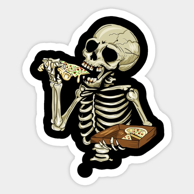 Pizza Lover, Funny Skeleton, Eating Pizza Sticker by logiamerch